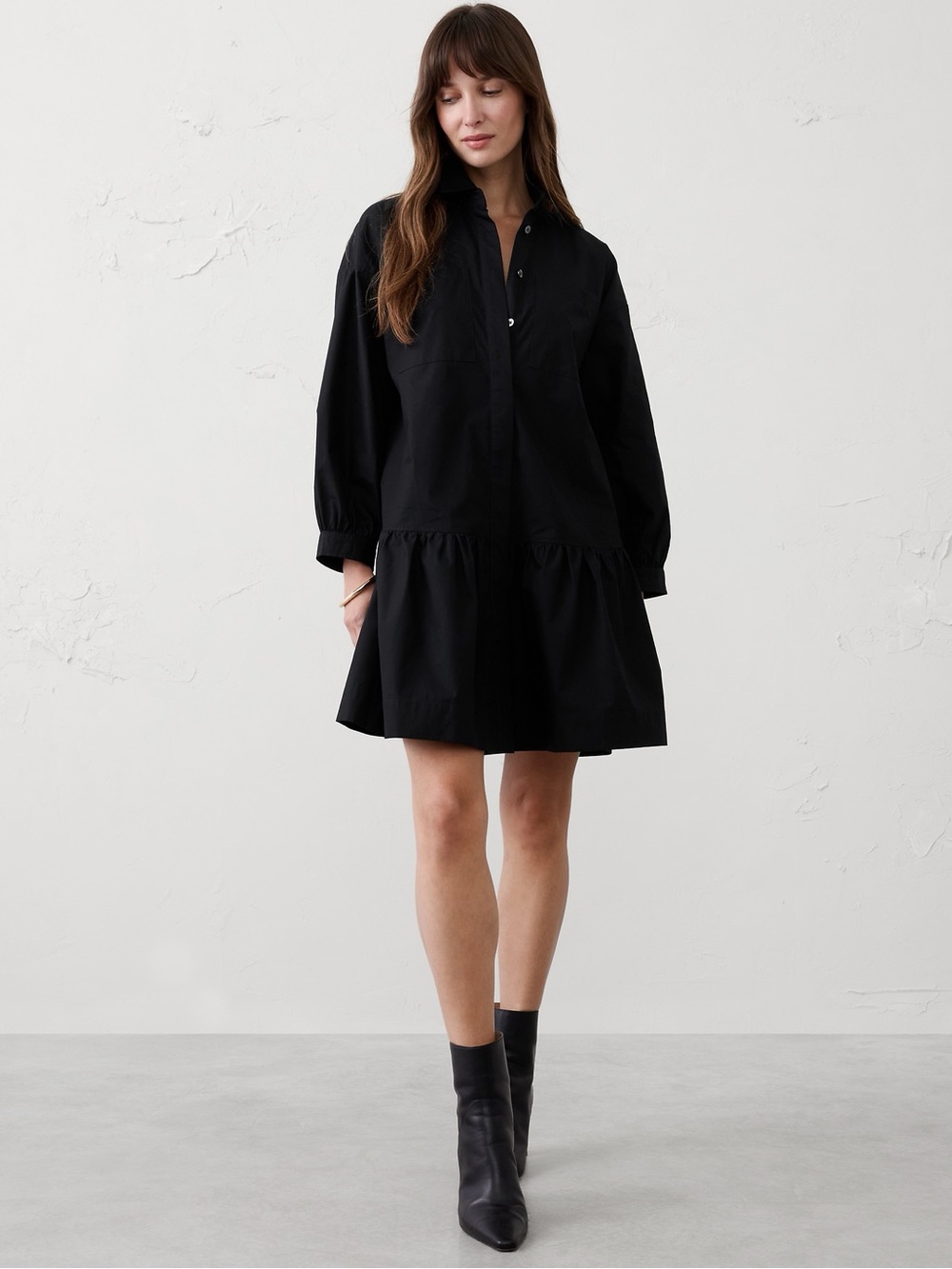 Banana Republic Puff-Sleeve Tiered Mini Dress